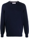 Brunello Cucinelli Men's Cashmere Crew Sweater In Blue