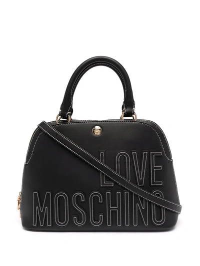 Love Moschino 凸纹logo手提包 In Black