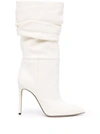 PARIS TEXAS GATHERED LEATHER MID-CALF BOOTS