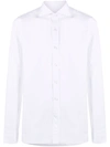 Tagliatore Regent Ribbed-bib Cotton Shirt In Weiss