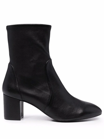 Stuart Weitzman Yuliana Stretch Leather Ankle Booties In Black