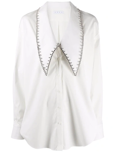 Area Oversized Collar Crystal-embellished Shirt In Weiss