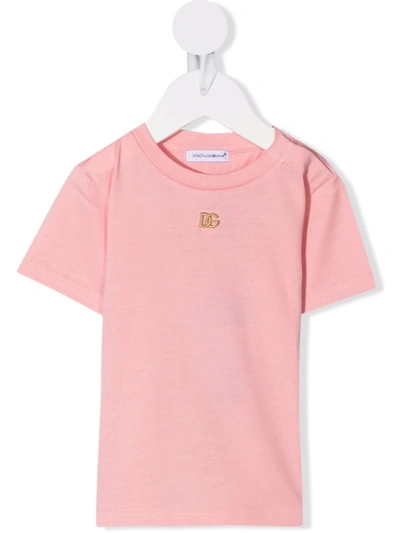 Dolce & Gabbana Babies' Logo-plaque T-shirt In Pink