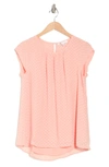 Dr2 By Daniel Rainn Floral Clip Dot Cap Sleeve Tunic Blouse In Genium