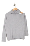 1.state Cutout Shoulder Turtleneck Sweater In Silver Hthr