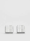 BURBERRY BURBERRY CHECK ENGRAVED PALLADIUM-PLATED SQUARE CUFFLINKS,80362341