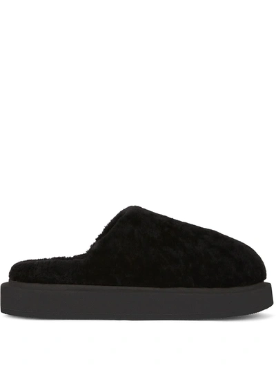 Giuseppe Zanotti Shearling Fur Clog Slippers In Black