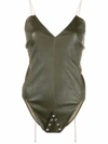 RICK OWENS V-NECK LEATHER BODYSUIT