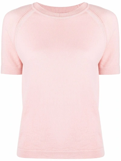 Barrie Short-sleeve Cashmere Top In Rosa