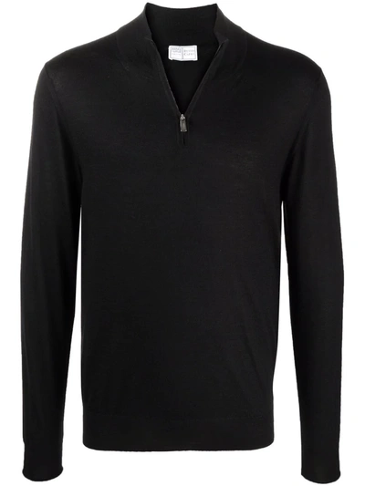 Fedeli Roll-neck Rib-trimmed Jumper In Schwarz