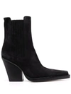 Paris Texas Black Dallas Ankle Boot In Calf Suede With Logo Detail On The Insole And 10.5cm Wide Heel In Nero