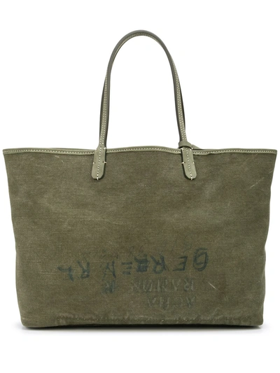 Readymade Printed Canvas Tote In Grün