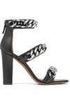 GIVENCHY CHAIN-EMBELLISHED SANDALS IN BLACK LEATHER