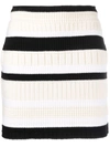 Barrie Striped Cashmere Mini Skirt In White Undyed Black