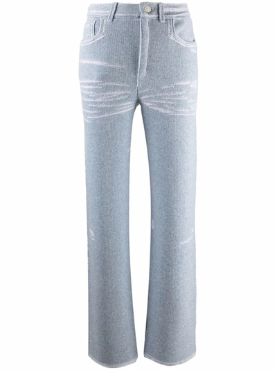 Barrie Straight-leg Knitted Trousers In Blau