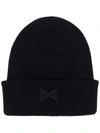 Barrie Embroidered-logo Cashmere Beanie In Schwarz