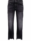 R13 Boyfriend Straight Cropped Jeans In Schwarz