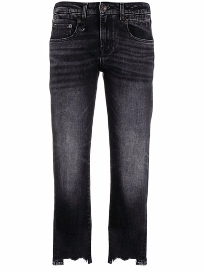 R13 Raw-cut Cropped Jeans In Black