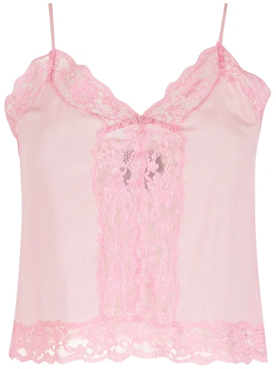 Andrea Bogosian Lace Silk Blouse In Pink