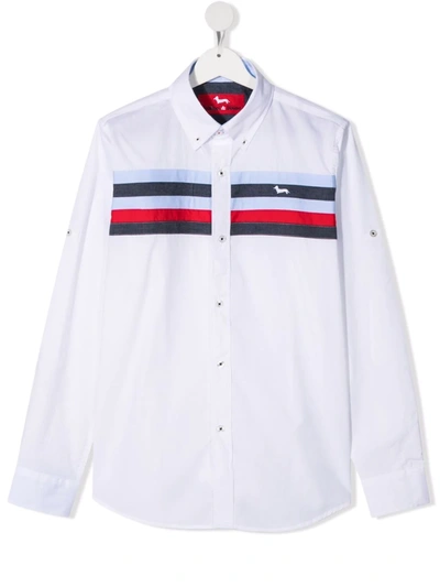 Harmont & Blaine Junior Teen Striped Poplin Shirt In White