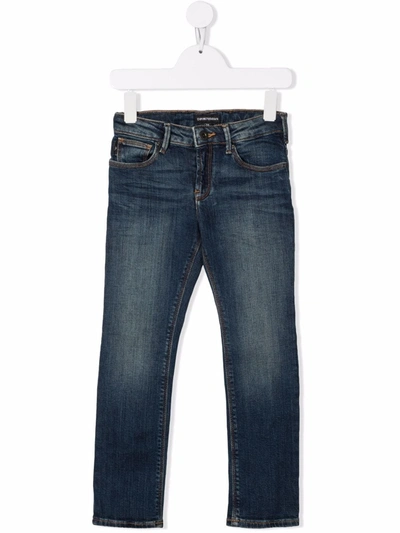 Emporio Armani Kids' Dark-wash Straight Jeans In Blue