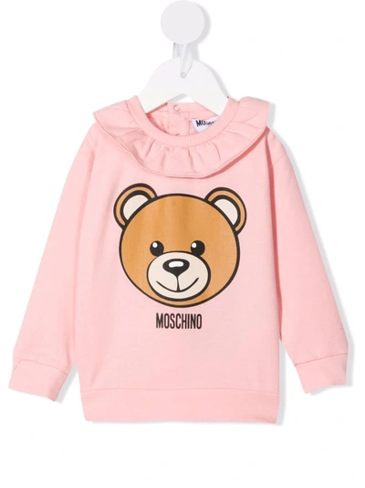 Moschino Babies' Logo Bear Print Top In Pink