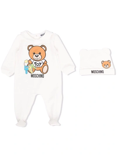 Moschino Toy Bear Babygro Set In White