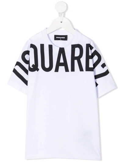 Dsquared2 Kids' Logo Print Cotton T-shirt In White