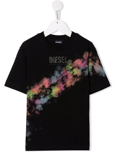 Diesel Kids' Logo Crew-neck T-shirt In Black