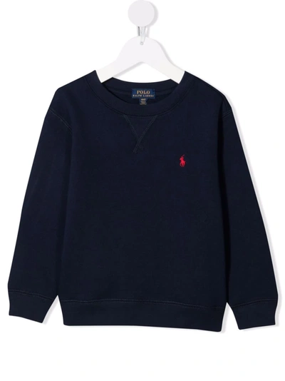 Ralph Lauren Kids' Embroidered Polo Pony Sweatshirt In Navy