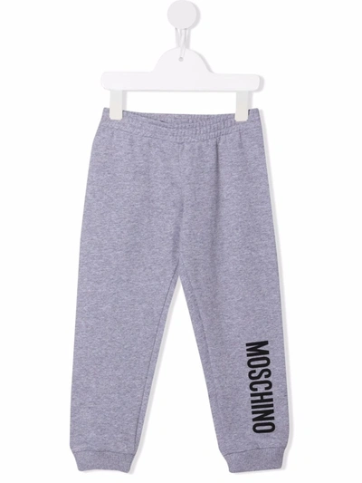 Moschino Babies' Logo-print Cotton Track Trousers In Grey