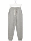 Polo Ralph Lauren Dark Sport Heather Boys' Logo-embroidered Tapered-leg Cotton-blend Jogging Bottoms In Grey