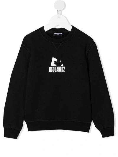 Dsquared2 Kids' Logo Print Cotton Sweatshirt In Black