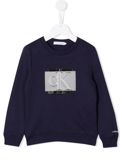 Calvin Klein Kids' 3d-logo Printed Sweatshirt In Blue