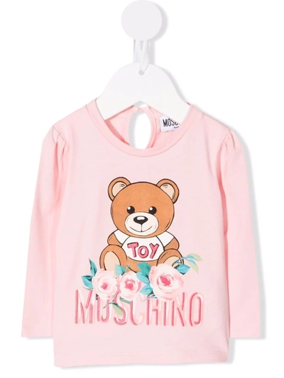 Moschino Babies' Teddy Bear Print T-shirt In Pink