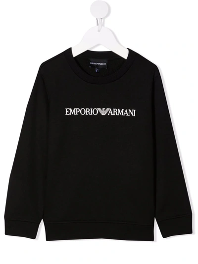 Emporio Armani Teen Logo-print Crew Neck Sweatshirt In Black