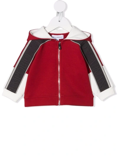 Emporio Armani Babies' Zip-up Hooded Track Jacket In Red