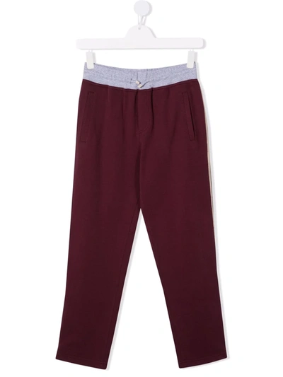 Brunello Cucinelli Teen Contrasting Waistband Track Trousers In Red