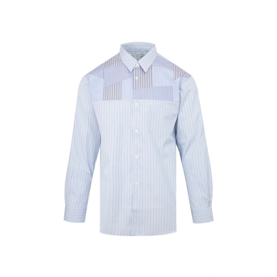 Comme Des Garçons Shirt Patchwork Striped Shirt In Blue