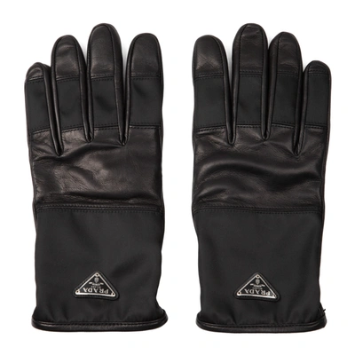 Prada Leather Gloves In Black