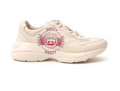 Gucci White Rhyton Leather Sneakers In Weiss