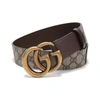 GUCCI LADIES BROWN GG BELT WITH DOUBLE G BUCKLE