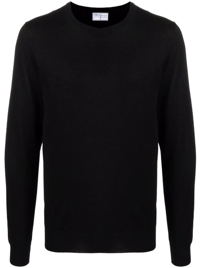 Fedeli Fine-knit Ribbed-trim Jumper In Schwarz