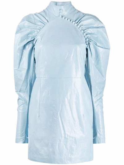 Rotate Birger Christensen Kim Puff-sleeve Dress In Blau