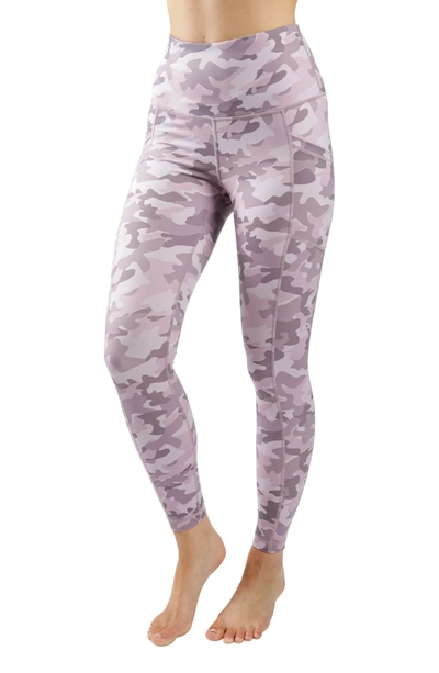 90 Degree By Reflex Lux Camo Side Pocket Leggings In P792 Camo Mauve Multi