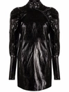 Rotate Birger Christensen Kaya Cutout Coated Canvas Mini Dress In Schwarz