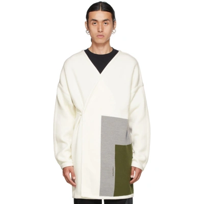 A-cold-wall* Colour-block Wool Cardigan In White