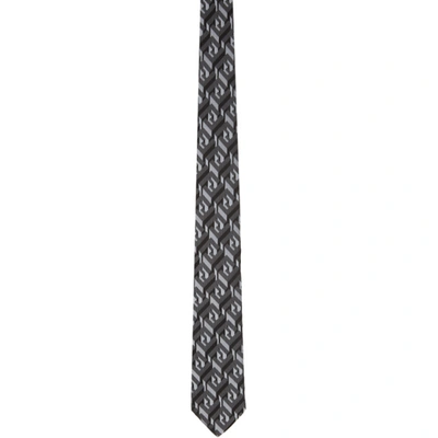 Fendi Cubik Jacquard Silk Tie In Noir