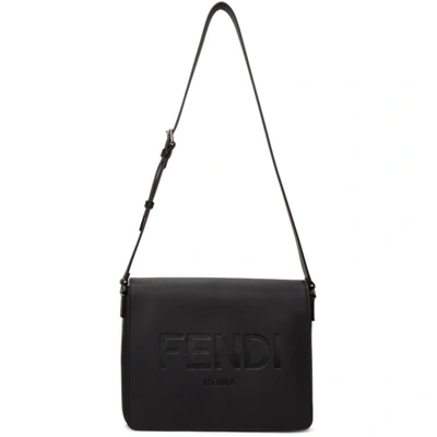 Fendi Logo-debossed Leather Cross-body Bag In Black