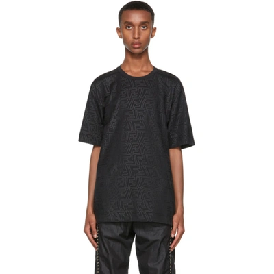 Fendi Ff Fisheye-print Jersey T-shirt In Black